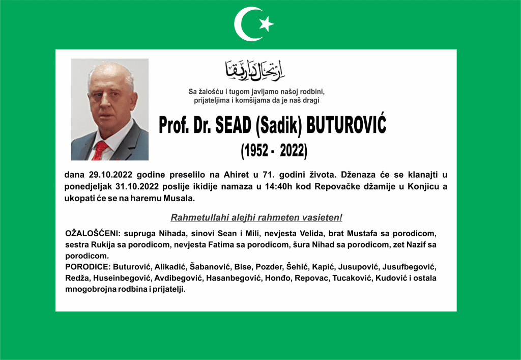 Komemoracija za Prof. Dr. Seada Buturovića