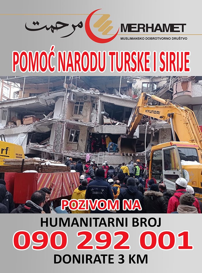 „Merhamet“ pokrenuo akciju „Pomoć narodu Turske i Sirije pogođenom razornim zemljotresom“