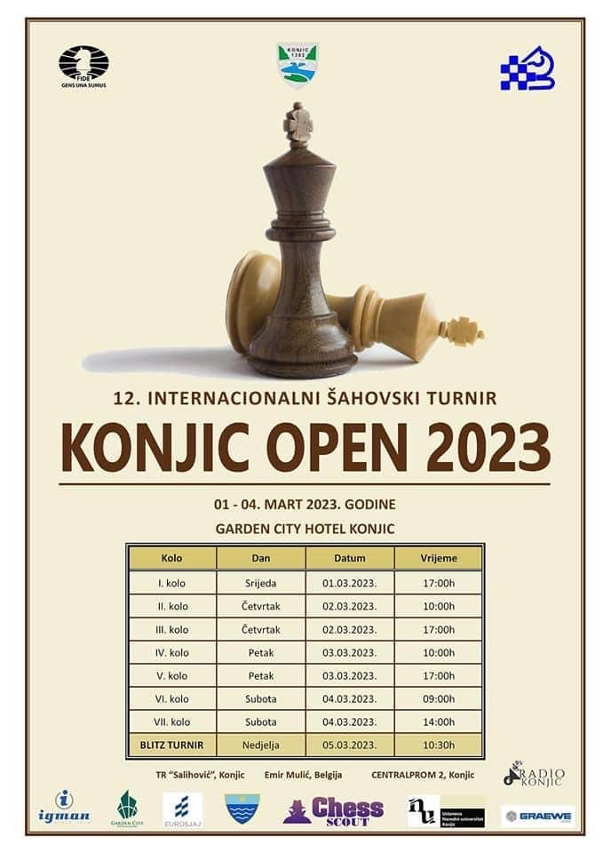 šk igman konjic organizuje 12. međunarodni šahovski turnir "konjic open 2023"