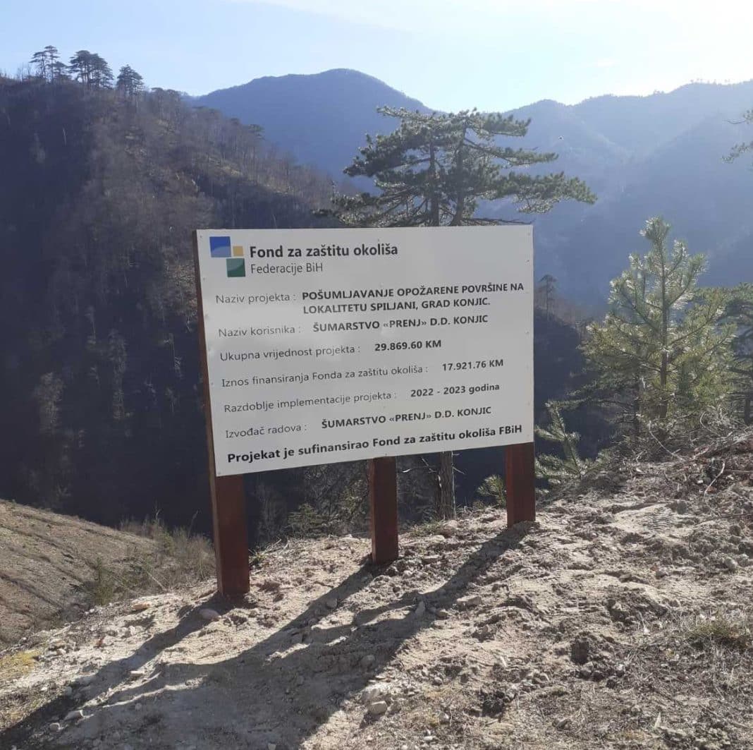 Šumarstvo “Prenj” Konjic: Realizovan projekat “Pošumljavanje opožarene površine na lokalitetu Spiljani”