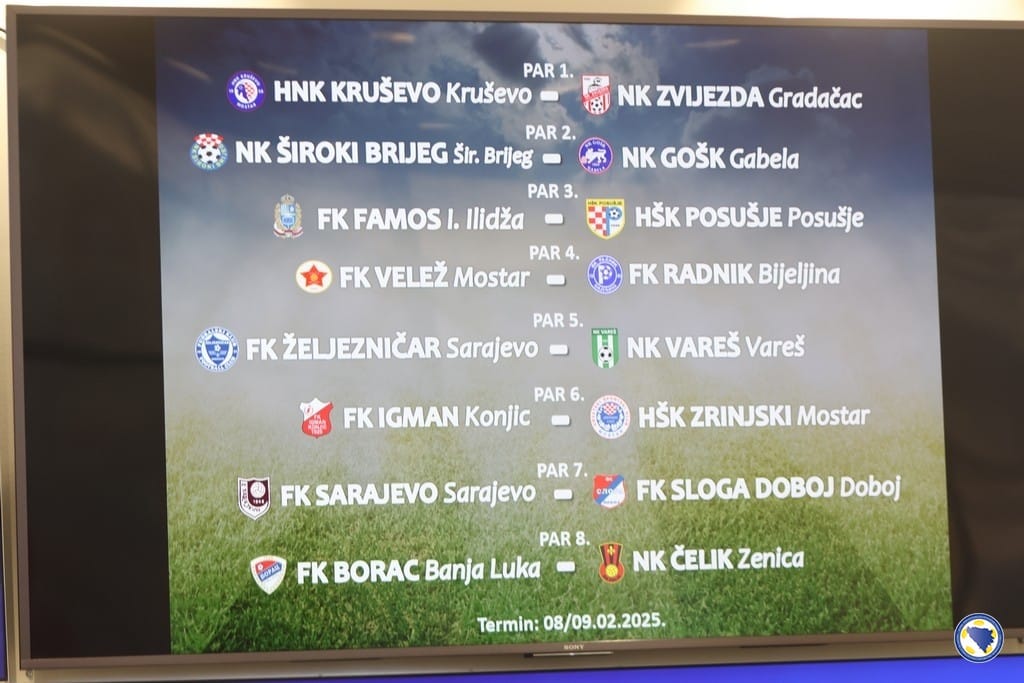 Izvučeni parovi osmine i četvrtfinala Kupa BiH, FK Igman će ugostiti aktuelnog pobjednika Kupa Zrinjskog u osmini finala 1 za portal kup 1